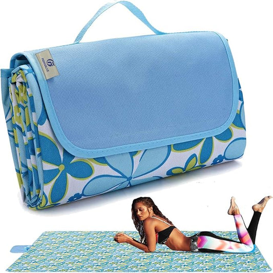 Picnic Blanket Beach Mat Extra Large Sandproof Waterproof Camping Blanket Portable Travel Blanket Play Mat for Outdoor Indoor Family Women Men Kids Beach BBQ Park Grass