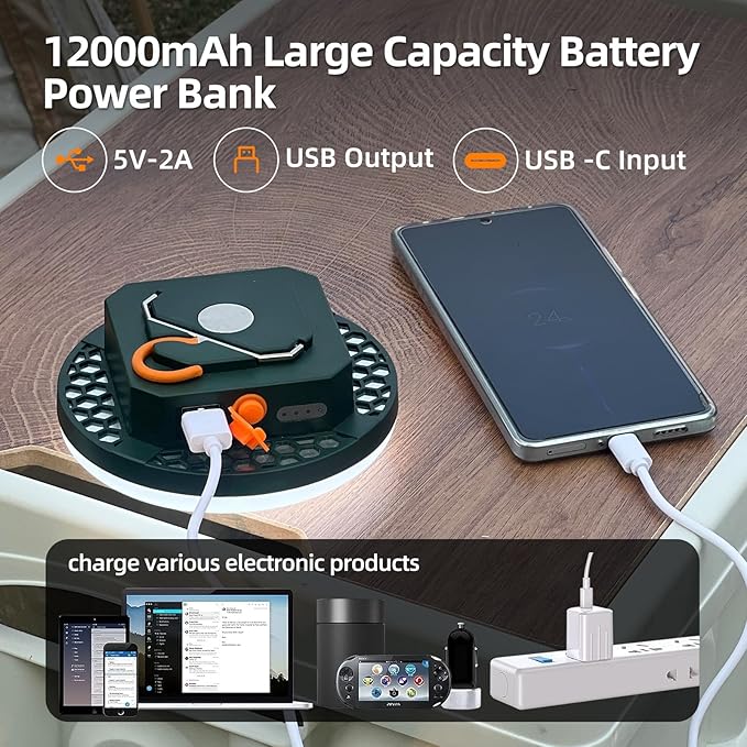 Camping Lantern 10500mAh Rechargeable Battery, 30W 4000LM Ultra Bright LED Hanging Light with 3 Modes, Waterproof Portable Tent Lighting for Outdoor Emergency & Hiking