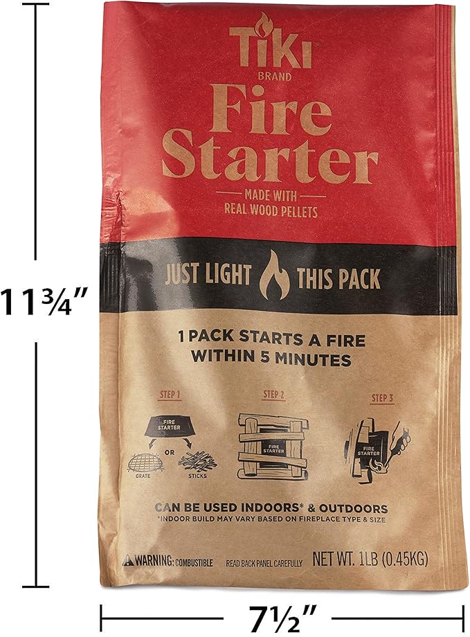 TIKI Fire Starter 20-Pack – Easy-to-Use Wood Pellet Fire Starters for Smokeless Outdoor Fire Pits & Indoor Fireplaces, Quick Lighting for Smokeless Fires, Ideal for Camping, Backyard, and Fireplaces