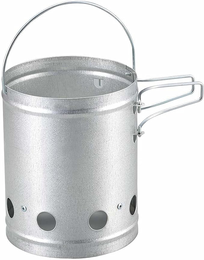 【Amazon.co.jp 限定】 キャプテンスタッグ(Captain STAG) 火起こし 火消し 大型 火消し壺 火起こし器 セット UY-7023 シルバー 外径190×高さ240mm