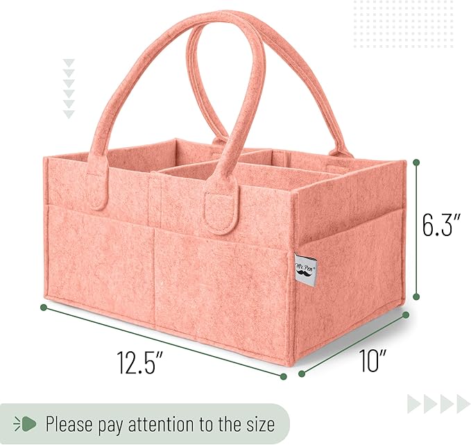 Mr. Pen- Baby Diaper Caddy Organizer, 1 Pack, Coral, Baby Caddy Organizer with Handle, Compact Size, Collapsible & Portable