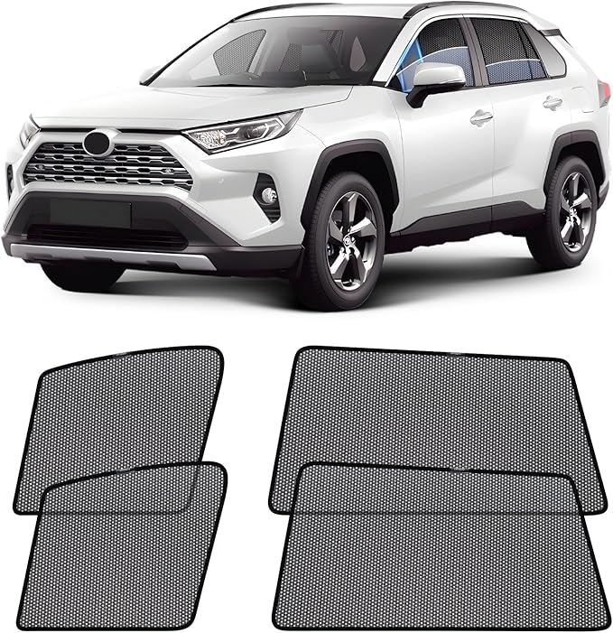 ZATOOTO Car Window Shades for Toyota RAV4 2019-2024, UV & Glare Protection, Bug & Mosquito Barrier, Cools Interior, Easy Install