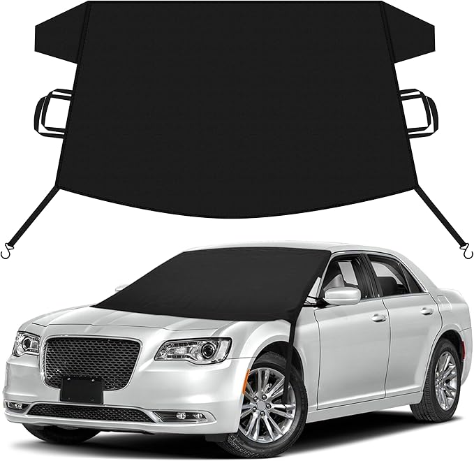 EcoNour Car Snow Cover Compatible for Chrysler 300 | Windshield Cover for Ice and Snow with S-Hook Straps | Heavy-Duty 600D Oxford Winter Car Cover, Waterproof & Anti-Slip