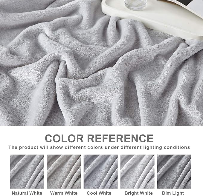 Hansleep Fleece Light Grey Full Blanket, Super Soft Flannel Fuzzy Plush Cozy Blanket for All Seasons, Light Grey, Full 84x90 Inches