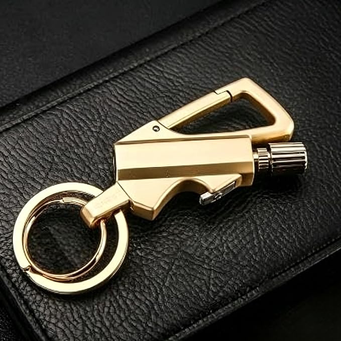 Permanent Match Infinity Lighter- Reusable Waterproof Survival Lighter with Multitool Keychain & Bottle Opener, Starter for Outdoor Camping, Hiking, Emergency Kits (Black+Gold)