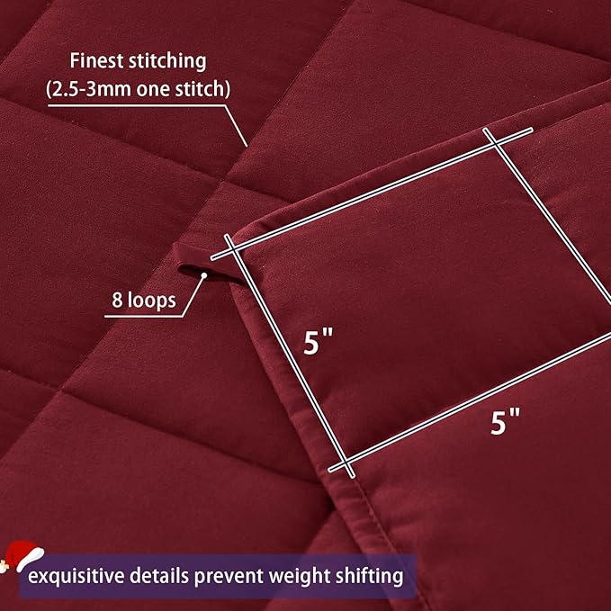 yescool King Size Weighted Blanket for Adults (20 lbs, 80” x 87”, Red) Cooling Heavy Blanket for Sleeping Perfect for 190-210 lbs, Breathable Blanket for Adults & Couple All Season, Machine Washable