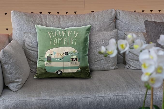Happy Camper Decor，Camping Pillows Pillow Covers Gifts18x18,Camping Decor for Camper Decor