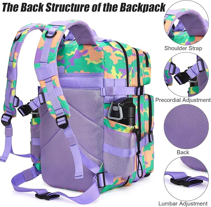 45L Tactical Backpack for Men Women, Military Assault Pack with MOLLE, Large 3 Day Bug Out Bag for Hiking Camping
