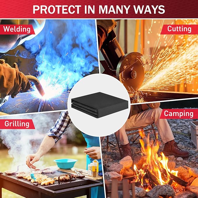 Silicone Coated Fiberglass Welding Blanket - 6x8 ft Heavy Duty Fire Resistant Blankets, 1022 °F High Temp Insulation Blanket, Heat Resistant Fabric for Industrial, Smoker, Camping, Grill