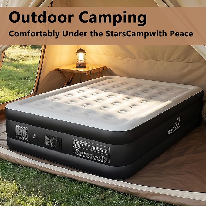 air Mattress Queen with Built in Pump – 18-Inch Thickened Inflatable Mattress for Easy Travel, Supports Up to 650 Pounds（Black）