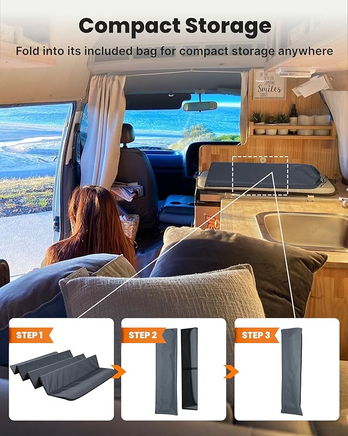 MELIPRON Van Windshield Covers Fit for Mercedes-Benz Sprinter NCV3/VS30 2007-2025, Blackout Privacy & Thermal Insulation Window Cover for Van Life & Camping, Custom Fit, Easy Install, Gray