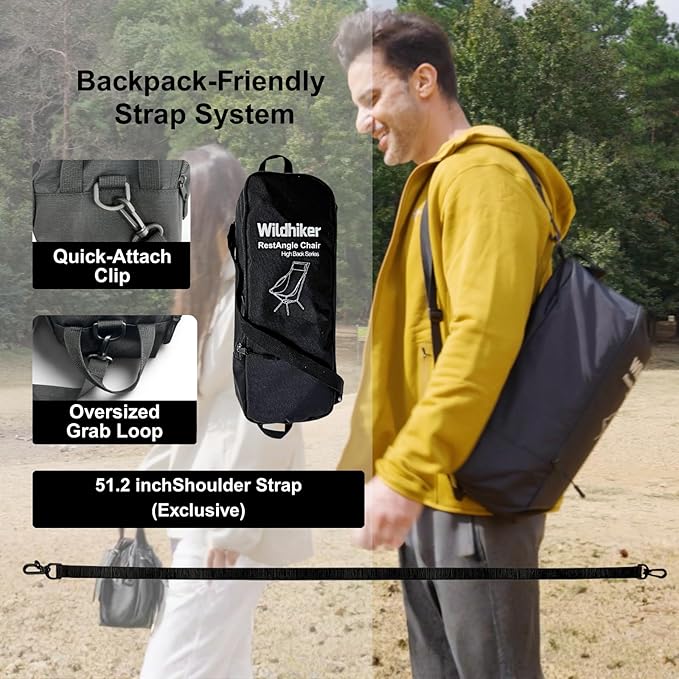Wildhiker Portable Compact Folding Camping Chairs – Lightweight High Back with Pillow, Deep Recline, ArmPads, Side Pockets-for Motorcycle, RV, Backpacking, Travel, Festival – Green
