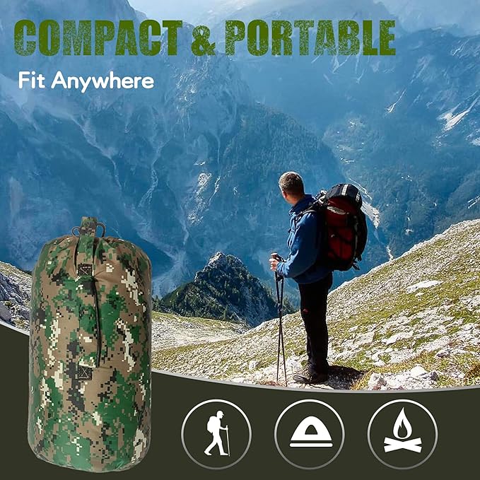 Lenotos Woobie Blanket, Thermal Insulated Military Poncho Liner, Water-Resistant, Portable, Insulation, for Hiking, Survival with Compression Carry Bag (Marpat)