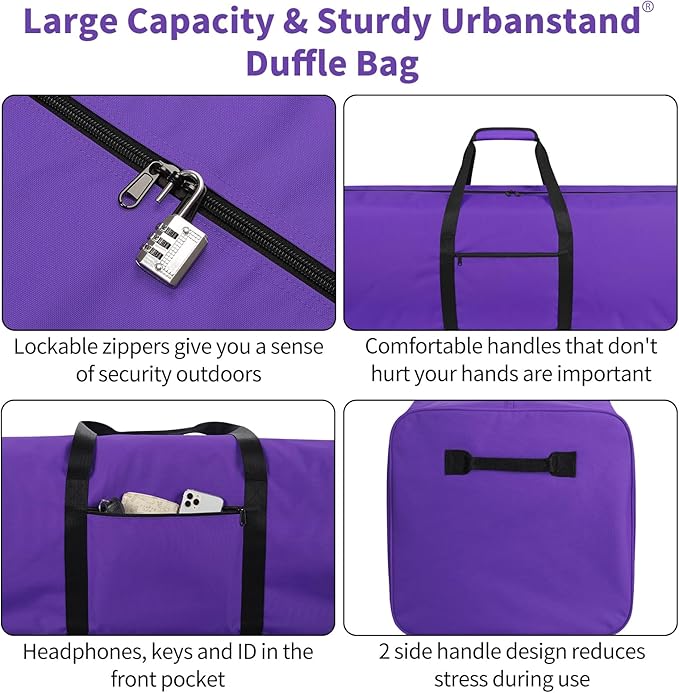 Urbanstand 52 Inch Large Duffle Bag for Travel Camping Sport Equipment Storage Bag with 2-way Lockable Zippers (Purple 2Pack)