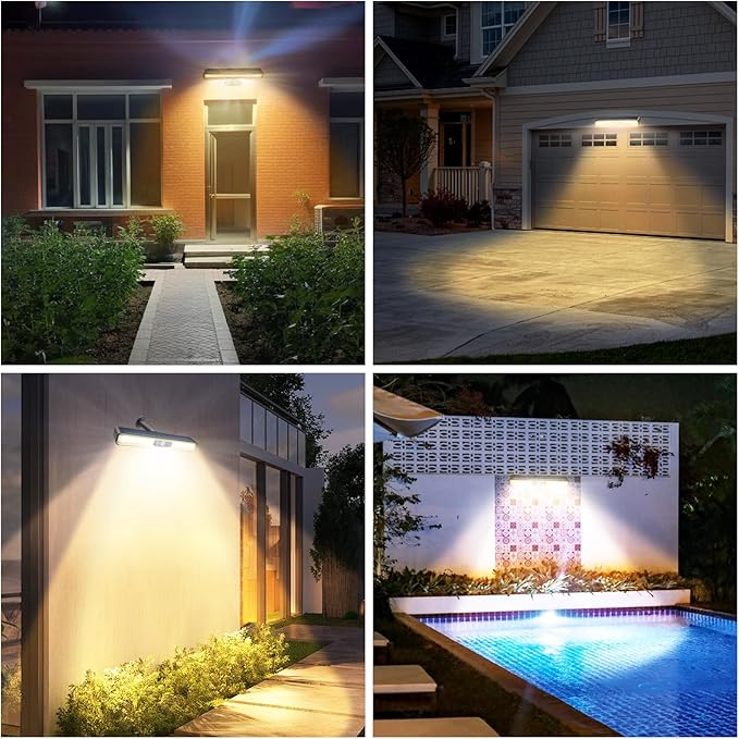 Clip On Solar Motion Lights Outdoor, 2 Pack 3 Modes Fence Lights Solar Powered, 36 LEDs 6500K Waterproof, Portable Security Light for Yard, Camping, Garage（Warm Yellow）