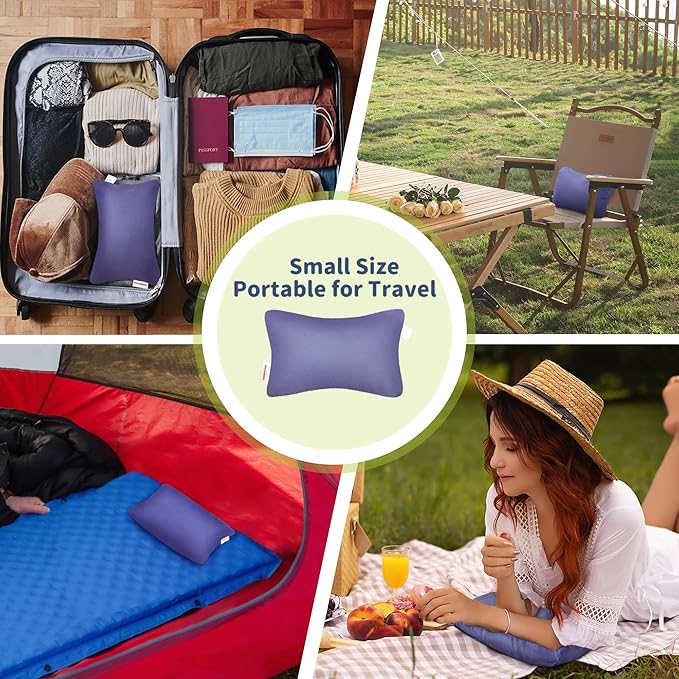 Pro Goleem Small Pillow 11"x7"x2.5" for Camping and Traveling with Name Tag Mini Tiny Pillow for Toddler Sleeping and Chair Car Air Nap Neck Lumbar Knee Rest Pillows, Lavender