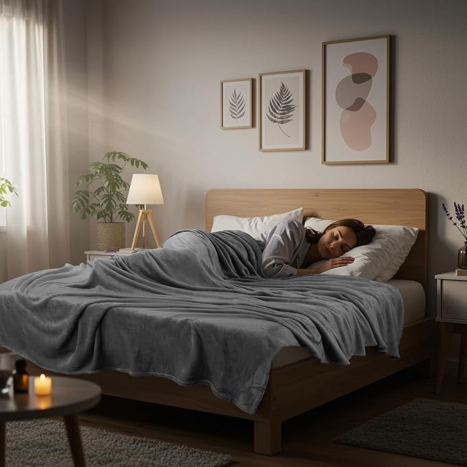 Utopia Bedding Fleece Blanket Twin Size Grey (60x80 Inches) Ultra Soft Warm Lightweight Microfiber Breathable Anti-Static Cozy Winter Bed Blanket, All-Season Home Decor Gift for Men & Women