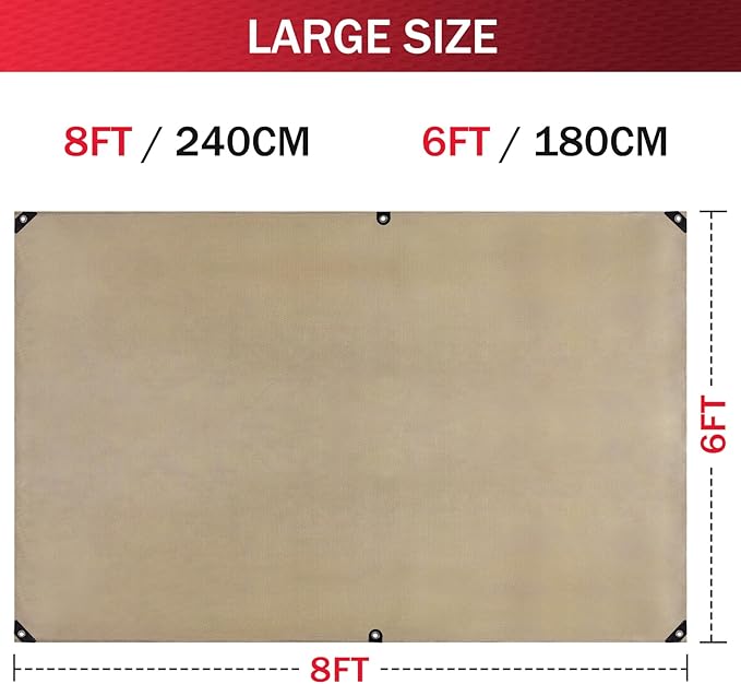 Fiberglass Welding Blanket 6x8 ft - 1022 °F High Temp Insulation Blanket, 850 GSM Heavy Duty Fire Resistant Blankets, Heat Resistant Fabric for Industrial, Smoker, Camping, Grill