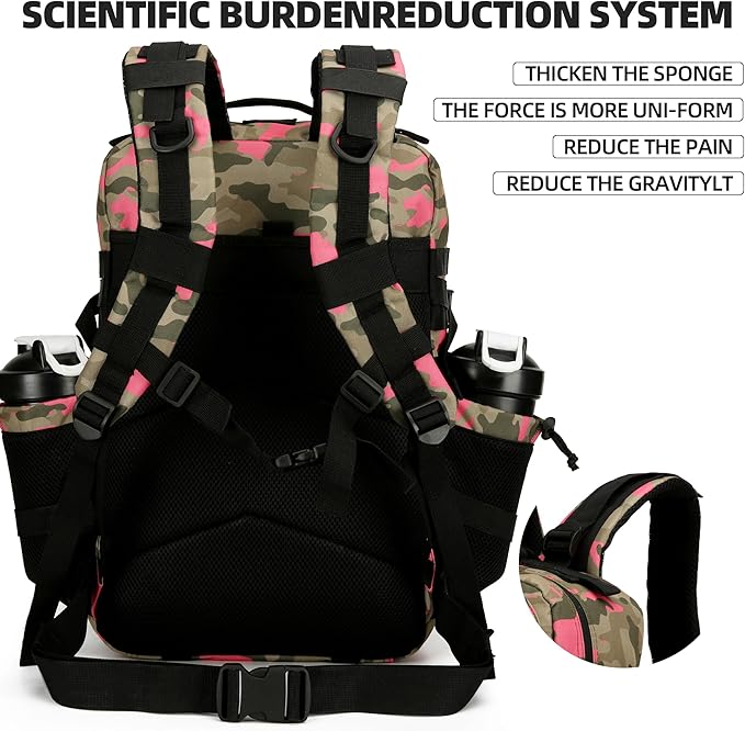 Lovelinks21 45L Tactical Assault Backpack 3 day assault pack with Molle Waterproof backpack Rucksack for Tactical Backpacks (Pink Camo)
