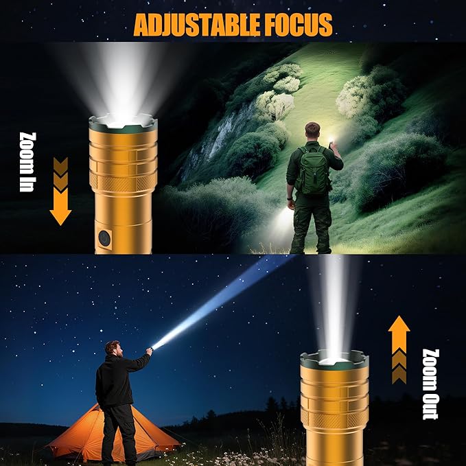 Rechargeable Flashlights High Lumens 100,000 Long Lasting, 4 Modes with Side COB Light, Super Bright LED Flashlight USB C Input & Output, Powerful Strong Flash Light for Hiking Camping