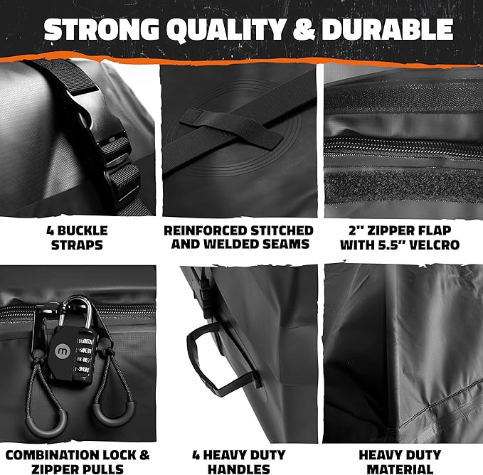Mockins 16 Cu Ft No Rack Rooftop Cargo Carrier Bag | 45"x34"x18" Weatherproof Rooftop Cargo Bag for Top of Car | Car Topper Luggage Carrier Waterproof Set w/Accessories | Vehicle Soft-Shell Carriers
