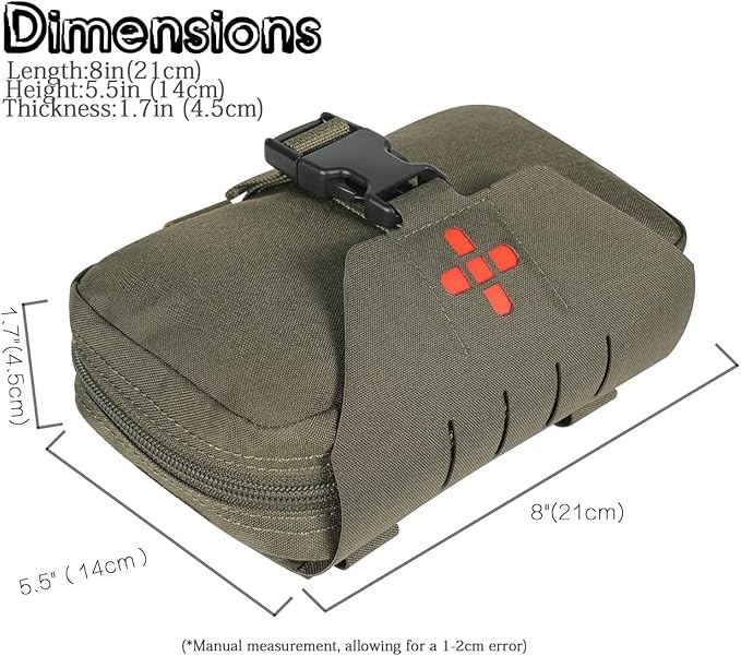 Ifak Pouch-Rapid Deployment Tactical MOLLE Trauma Kit Pouches, Quick Release Tear-Off Medical First Aid Kit Organiser with Red Immediate Identify for Emergency Surviva.