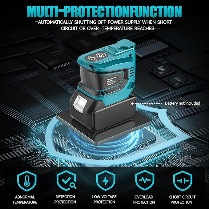 Ecarke 200W Portable Power Inverter Compatible with Makita 18V Battery, DC 18V to AC 110V Power Station with 1 AC Outlet, 2 USB, 1 Type-C & LED Light, for Outdoor Emergency Use (No Battery)