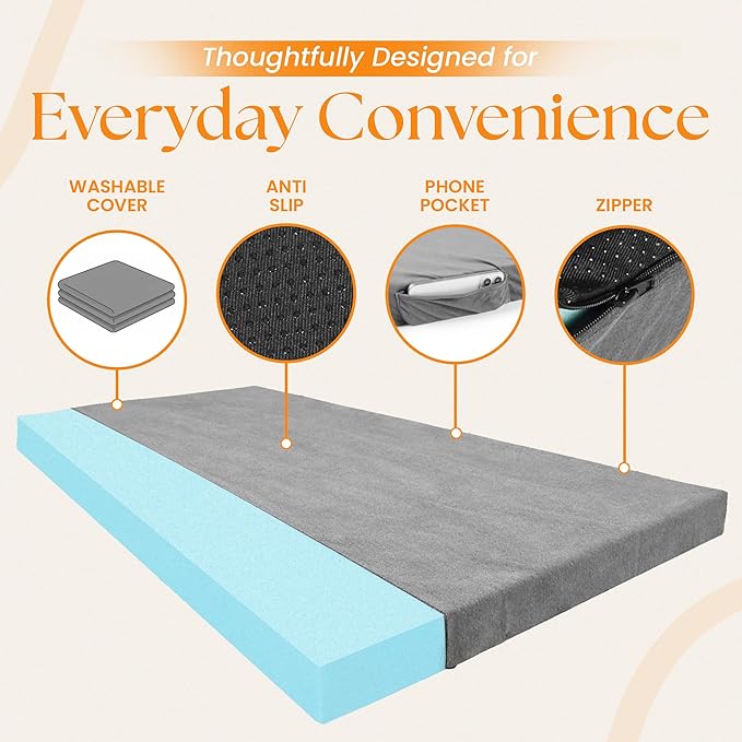 100% Pure Roll Up Memory Foam Camping Mattress with Waterproof Cover & Phone Pocket – Portable 3inch CertiPUR-US Sleeping Pad with Travel Bag for Camping, Car, Tent, SUV, Pets, Guest Bed