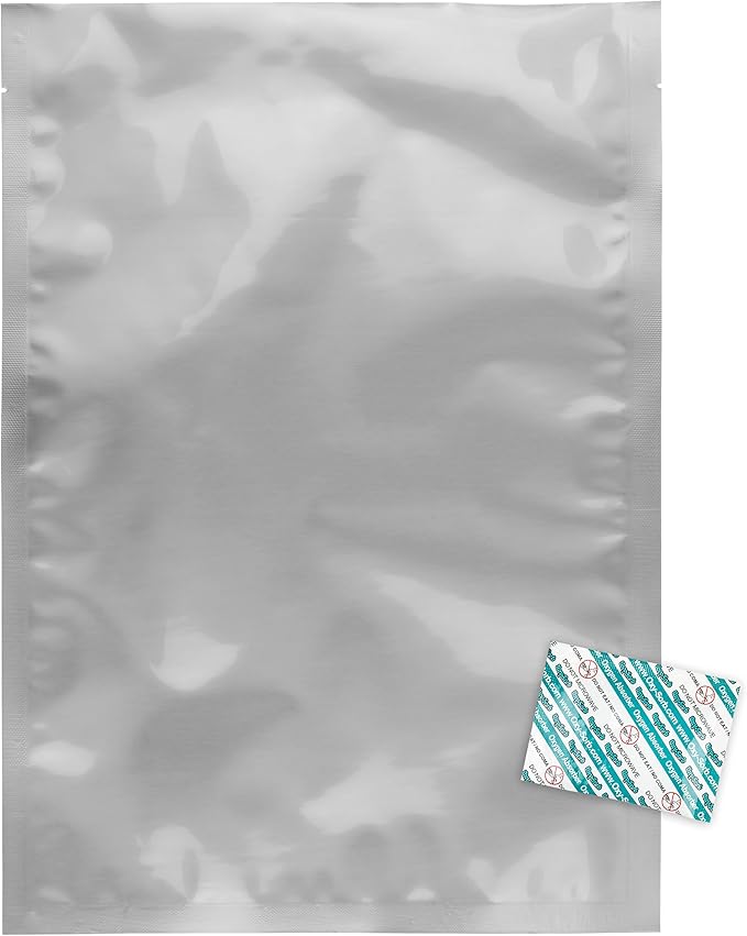 60 - 1 Gallon (10"x14") Mylar Bags & 60 - 300cc Oxygen Absorbers For Dried Dehydrated and Long Term Food Storage - Food Survival