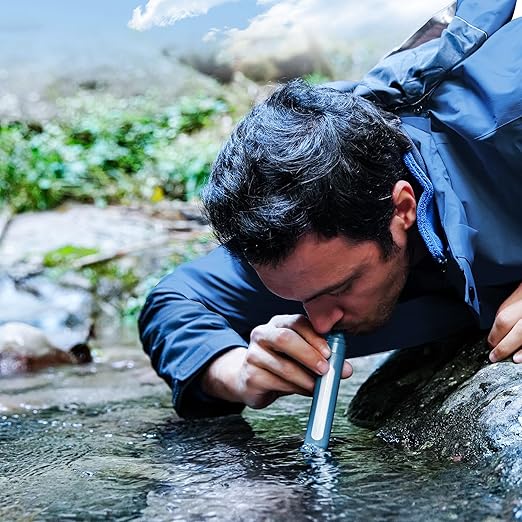 Water Filter Straw Survival Water Purifying Straws 0.001 Micron Filtration System with Transparent Window for Camping, Hiking, Travel, Backpacking Emergency Preparedness(4pc)