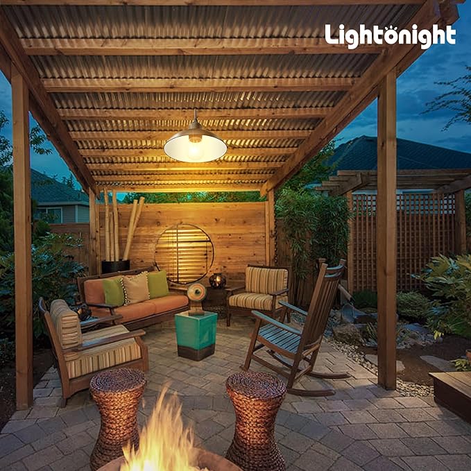 Lightonight Solar Pendant Lights IP65 Weatherproof Dusk to Dawn Solar Shed Lamp with Remote Controller for Outdoor Gazebo Barn Chicken Coop Bullpen Pig Pen Stables Tents 1 Pack