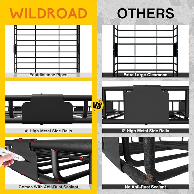 Wildroad Car Roof Cargo Carrier Combo - Upgraded 84"x 39"x 4" Roof Rack Basket, Super Duty Bungee Net. Universal Car Top Luggage Holder Fits SUV, Truck, Cars