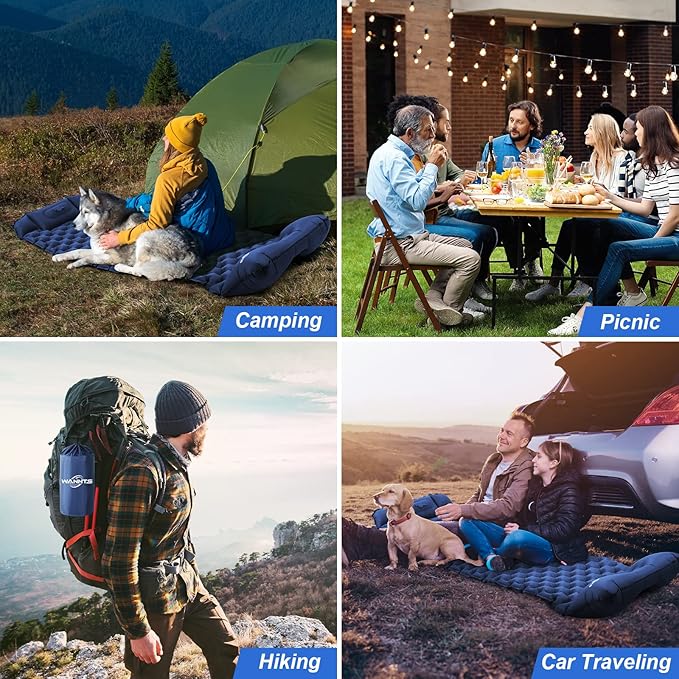 WANNTS Sleeping Pad, Ultralight Inflatable Sleeping Pad for Camping, Built-in Pump, Ultimate for Hiking - Airpad, Carry Bag, Repair Kit - Compact & Lightweight Camping pad