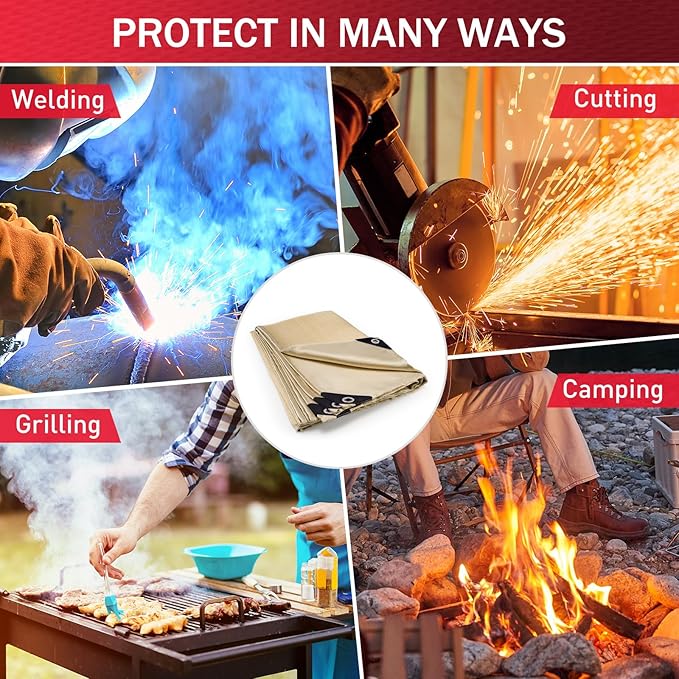 Fiberglass Welding Blanket 6x8 ft - 1022 °F High Temp Insulation Blanket, 850 GSM Heavy Duty Fire Resistant Blankets, Heat Resistant Fabric for Industrial, Smoker, Camping, Grill