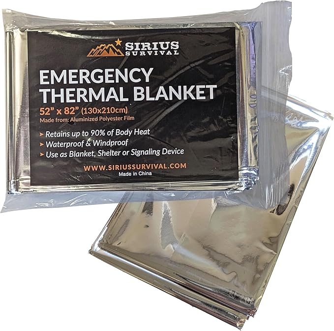 Emergency Blankets - Thermal Solar Blankest - Survival Kit Essential, Winter Car Kit, Outdoor First Aid (2 Pack)
