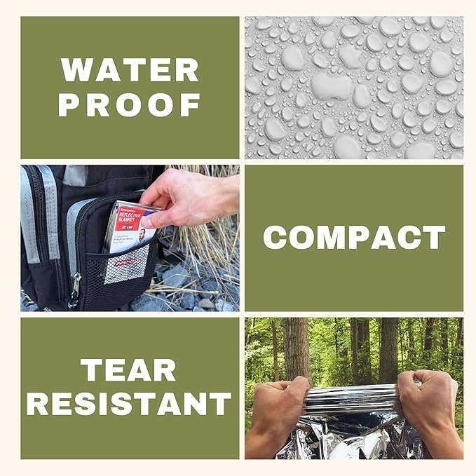 [1 Pack] Thermal Reflective Emergency Blanket 52”x84” | Emergency Mylar Blankets | Survival Blanket for Survival Supplies | Camping, Hiking, or Emergencies