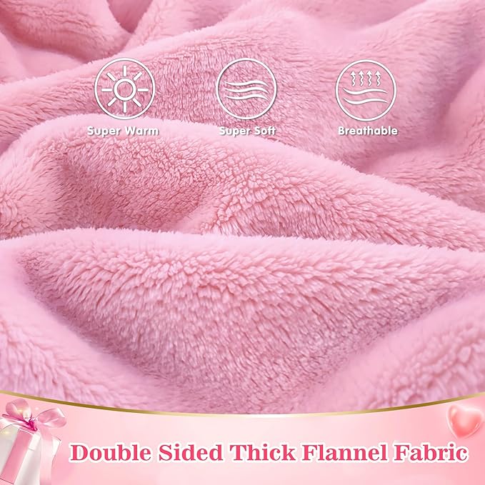 Waitu Wearable Blanket Sweatshirt Gifts for Women and Men, Warm and Cozy Giant Blanket Hoodie, Thick Flannel Blanket with Sleeves - Bright Pink