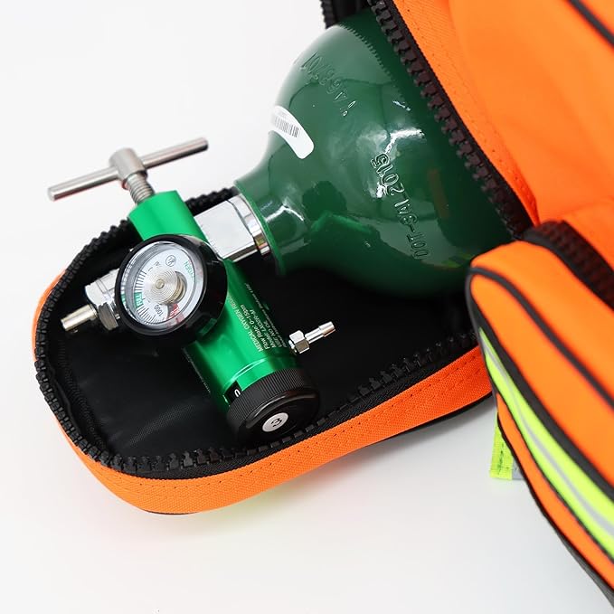 Lightning X Personalized Modular Oxygen Trauma Bag w/Hidden Cylinder Compartment, Accessory Pouches & Custom Embroidered Name Or Logo - LXMB65 Orange