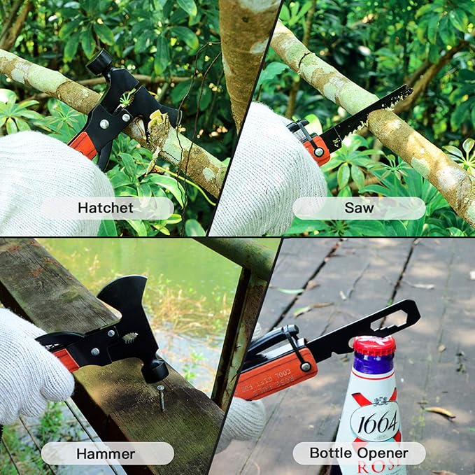 Camping Multitool Axe Hammer, 18 in 1 Multitool Hatchet Multitool Camping Tools Accessories Saw Screwdrivers Pliers for Outdoor, Hiking, Birthday Gifts for Men
