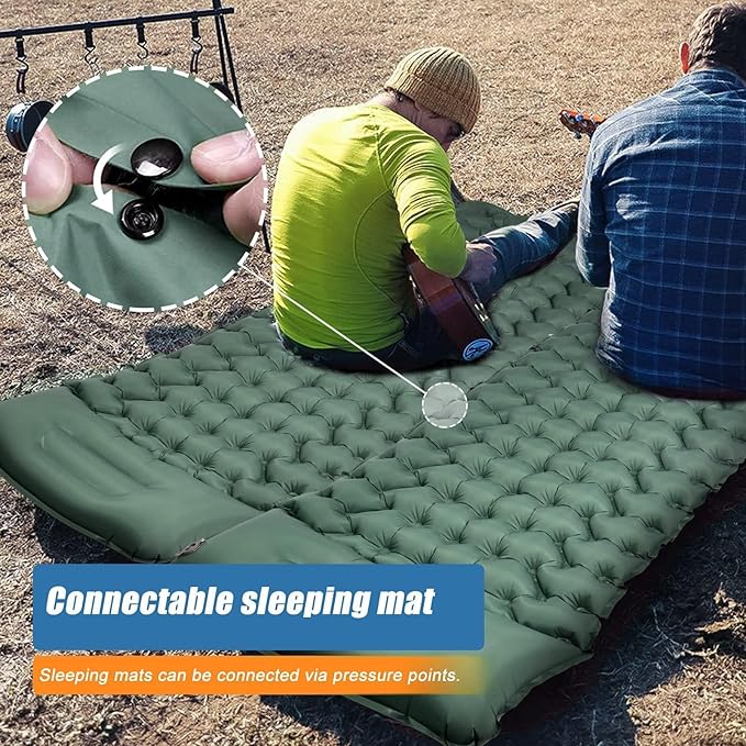 Camping Sleeping Pad, Extra Thick Ergonomic Camping Mattress with Built-in Pump, Lightweight and Compact for Backpacking, Hiking, Tent