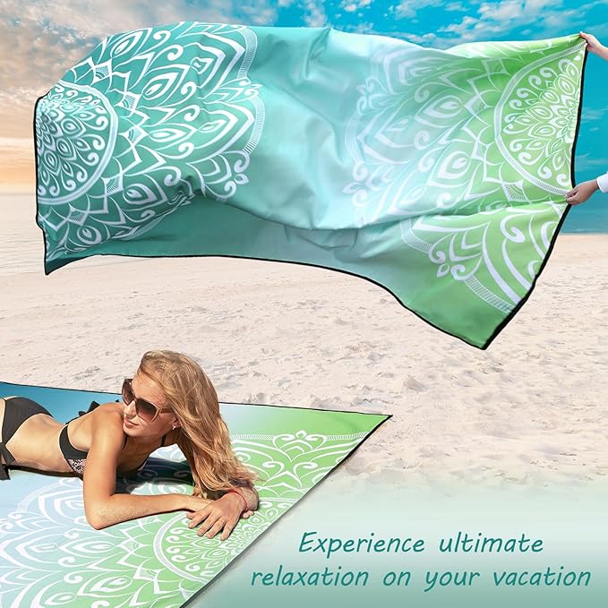 HIHOHO Beach Blanket Waterproof Sandproof Beach Mat for 1-8 Adults Quick Drying Durable Outdoor Picnic Mat for Beach Festival Travel Camping Hiking (Gradiant GN-Mandarin, 79"×83"(4 Person))