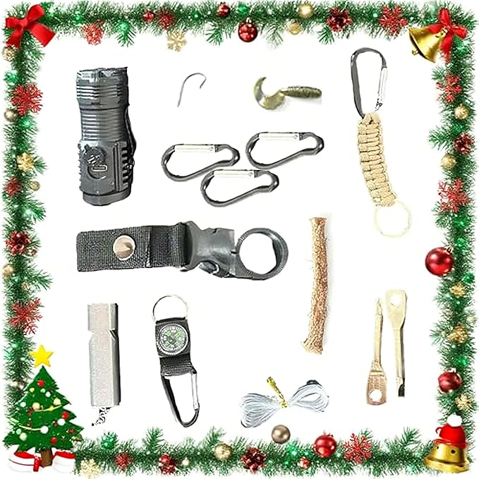 Survival Kit Advent Calendar for Men 2025 – Christmas Countdown Kit with Explorer Tools, Outdoor Survival Gear, Camping Gadgets & Survival, Explorer, and Camping Advent Calendar