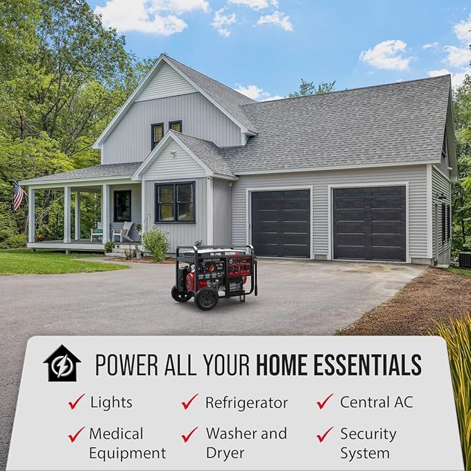DuroStar DS13000MXT 13,000-Watt 500cc Tri Fuel Portable Generator - Gas, Propane & Natural Gas, Remote Electric Start, Whole Home Power Backup, Transfer Switch Ready, RV & Emergency Ready