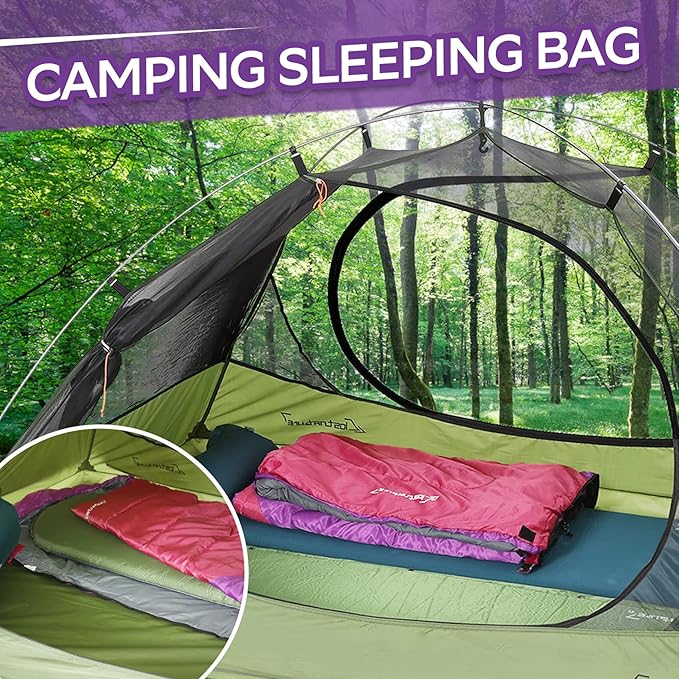 Clostnature Sleeping Bag for Adults and Kids - Lightweight Camping Sleeping Bag for Girls, Boys, Youths, Ultralight Backpacking Sleeping Bag for Cold Weather - Compression Sack Included(Left Zipper)