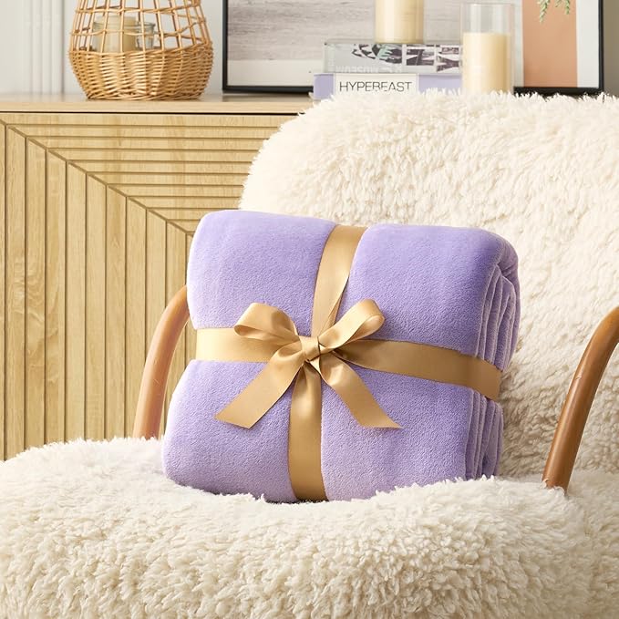 Hansleep Fleece Lilac Throw Blanket, Super Soft Flannel Fuzzy Plush Cozy Blanket for All Seasons, Lilac, Throw 50x60 Inches