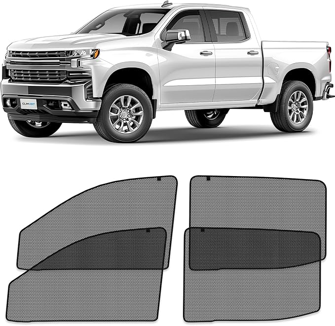 CLIM ART Magnetic Car Window Shades for Chevy Silverado 1500 2019-2026 Crew Cab –Custom-Fit Sun Blocker Curtains, Side Window Covers, Essential Car Accessories for Camping, Privacy Protection - MS0248