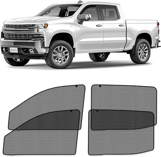 CLIM ART Magnetic Car Window Shades for Chevy Silverado 1500 2019-2026 Crew Cab –Custom-Fit Sun Blocker Curtains, Side Window Covers, Essential Car Accessories for Camping, Privacy Protection - MS0248