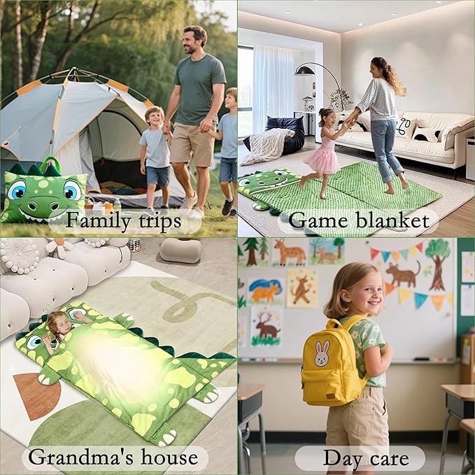Wizland Sleeping Bag for Kid-Thick Cut Flannel School Mat for Boys and Girls Kindergarten Portable Nap Mats Super Soft, Warm, Cozy, 3.3 Lbs Thickened, 61.8"×28.3" Kid Gift for 3 4 5 6 7 8 9