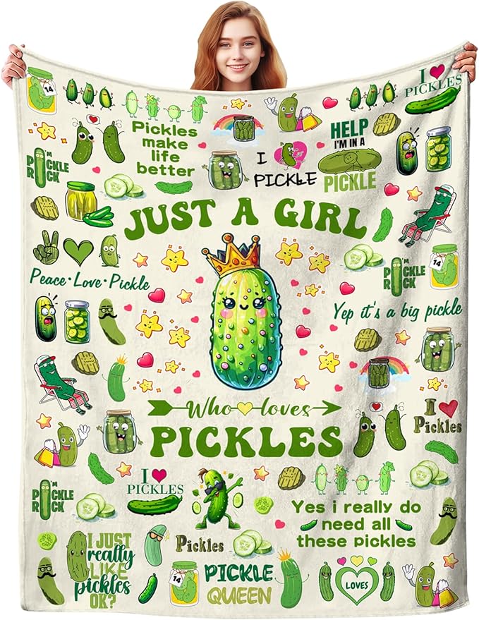 Pickle Blanket Gifts Stuff Plush Pickles Blankets and Throw Merch Bedding Decor Pickles Gifts for Pickle Lovers Women Girls Kids Birthday Decorations 50"X40"