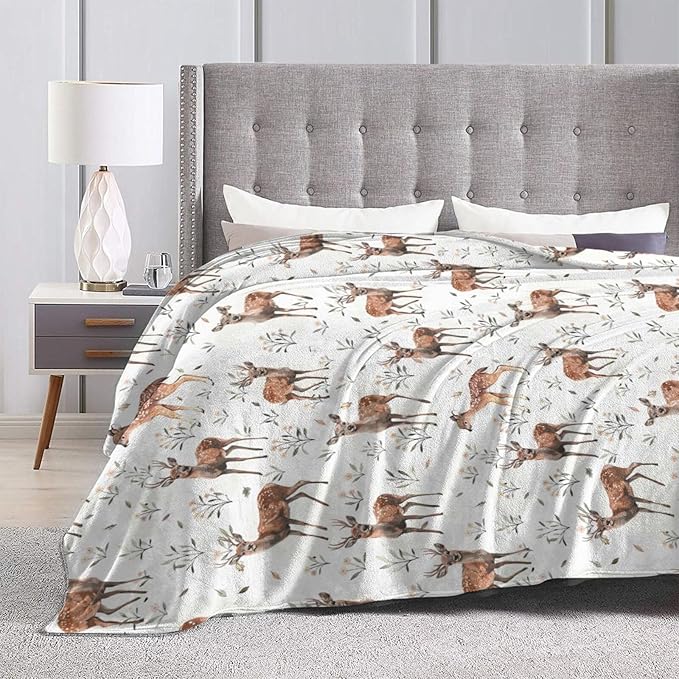 Buck Deer Blanket Soft Lightweight Flannel Fleece Blanket Cozy Warm Wildlife Animal Decor Bedding Stuff Fuzzy Plush Throw Blanket Gifts for Lover Boys Girls Kids Women Adults Bed Travel 50"x60"